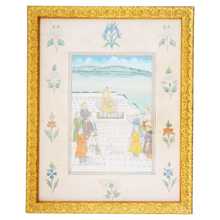 Antike indische Mughal Empire Miniatur-Gemälde im Angebot