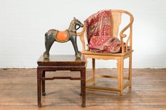 Antique Indian Mughal Horse on Wheels Sculpture with Polychrome Finish