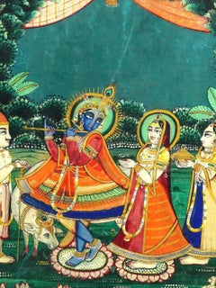 Antique Indian Mughal Mixed Media Miniature Painting