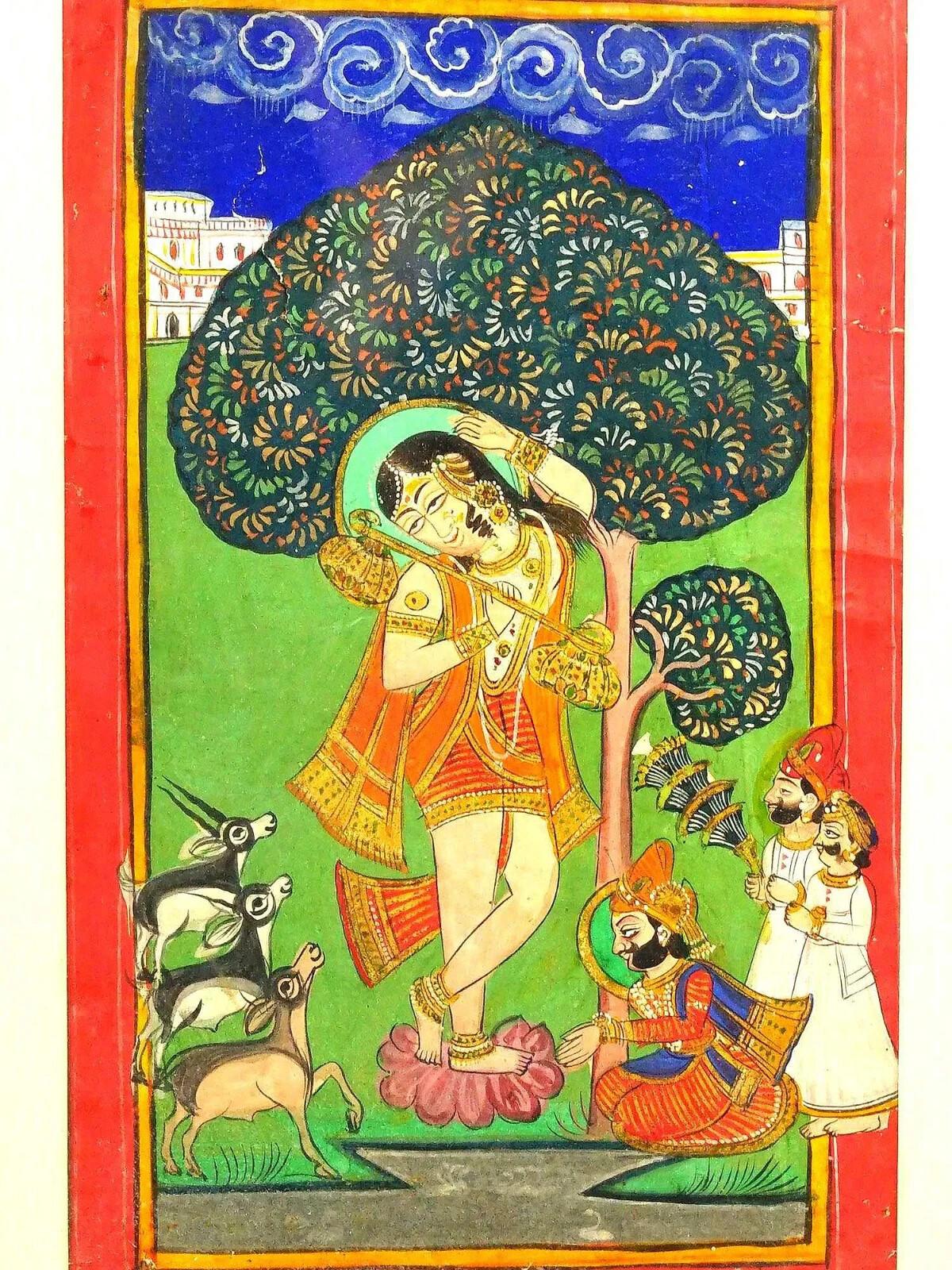Antike indische Mughal Mixed Media Miniatur-Gemälde (Unbekannt) im Angebot