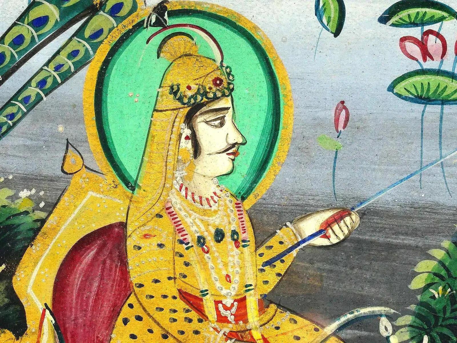 Antike indische Mughal Mixed Media Miniatur-Gemälde (Unbekannt) im Angebot