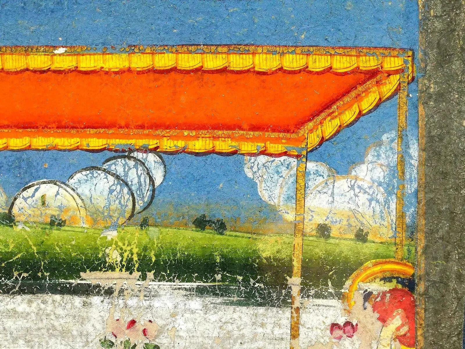 Antike indische Mughal Mixed Media Miniatur-Gemälde (Farbe) im Angebot