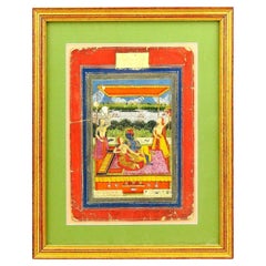 Antique Indian Mughal Mixed Media Miniature Painting