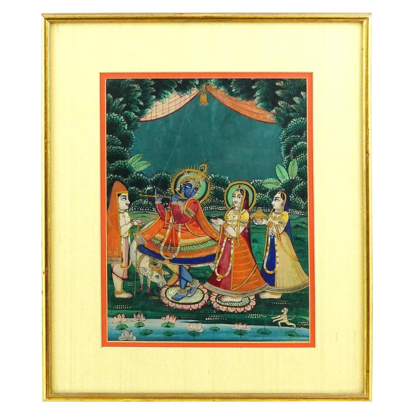 Antique Indian Mughal Mixed Media Miniature Painting