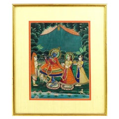 Antique Indian Mughal Mixed Media Miniature Painting