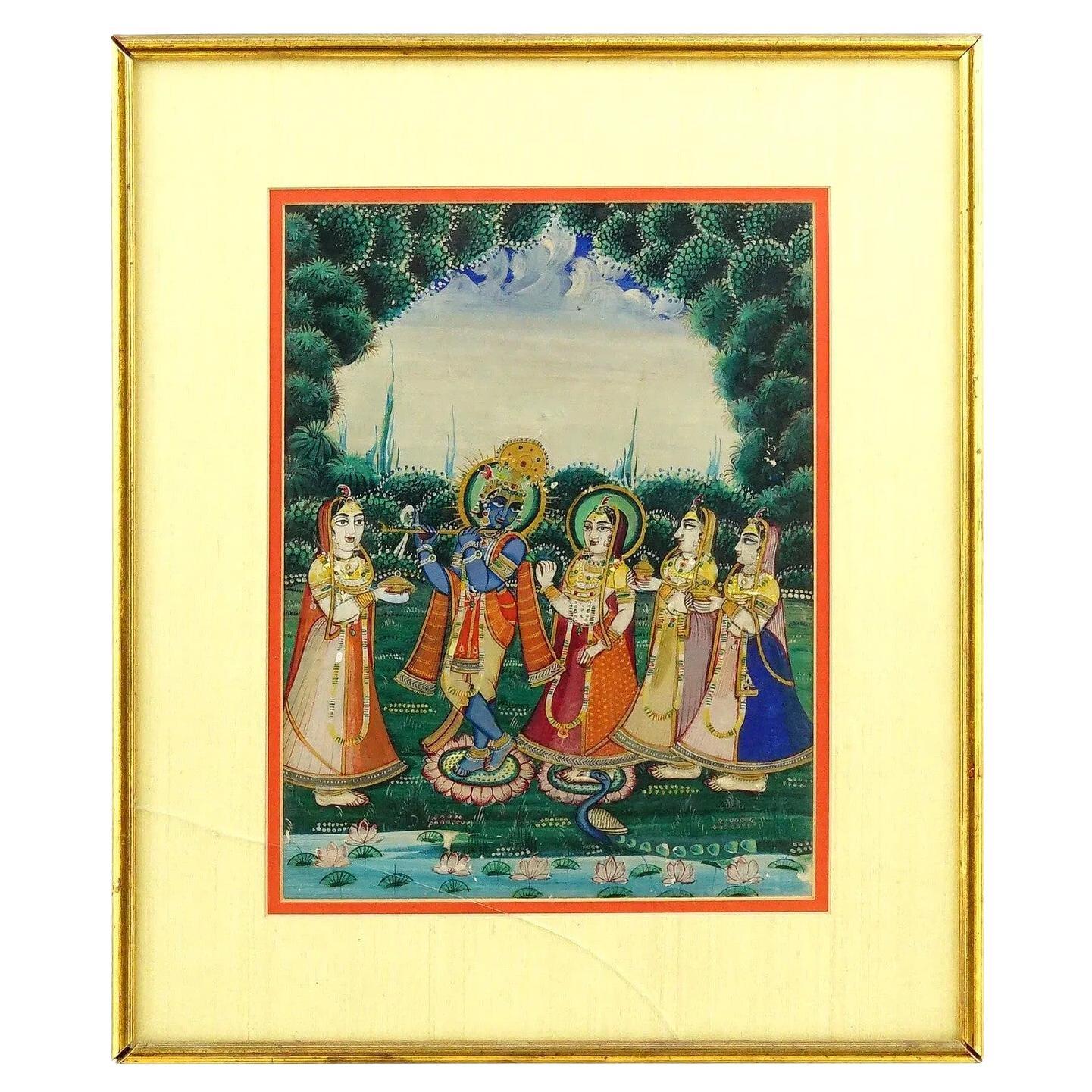 Antique Indian Mughal Mixed Media Miniature Painting