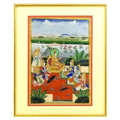 Antique Indian Mughal Mixed Media Miniature Painting