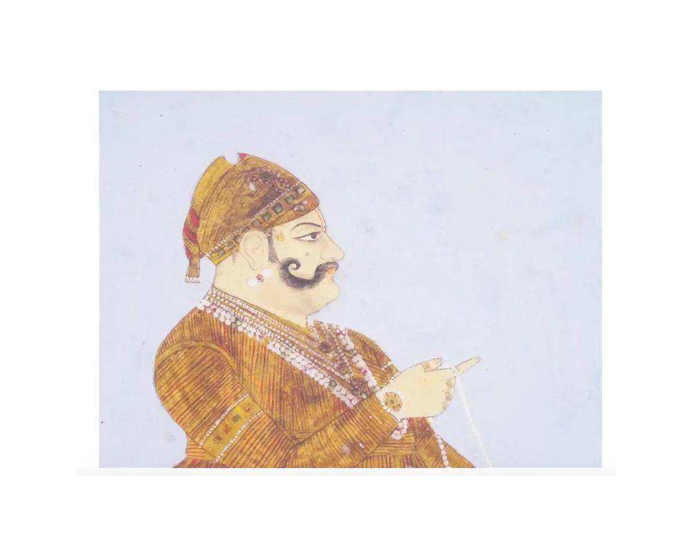 Unknown Antique Indian Mughal Nobleman Miniature Painting For Sale