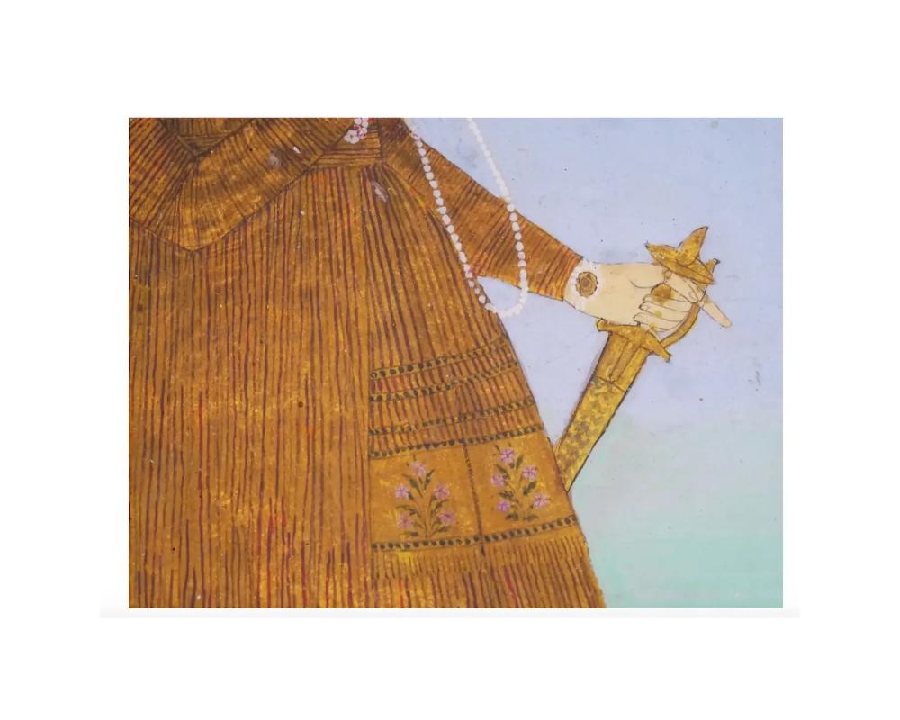 Inconnu Peinture miniature indienne ancienne d'un noble moghol en vente