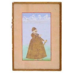 Peinture miniature indienne ancienne d'un noble moghol