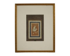 Ancienne peinture miniature de l'école moghole indienne Vieil homme