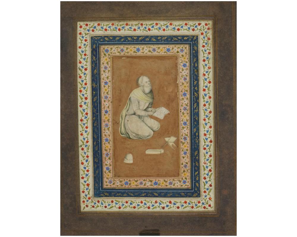 Antiguo cuadro en miniatura de la escuela mogol india Hombre viejo Desconocido en venta
