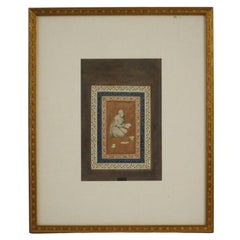 Antico dipinto in miniatura della scuola indiana Mughal, uomo anziano