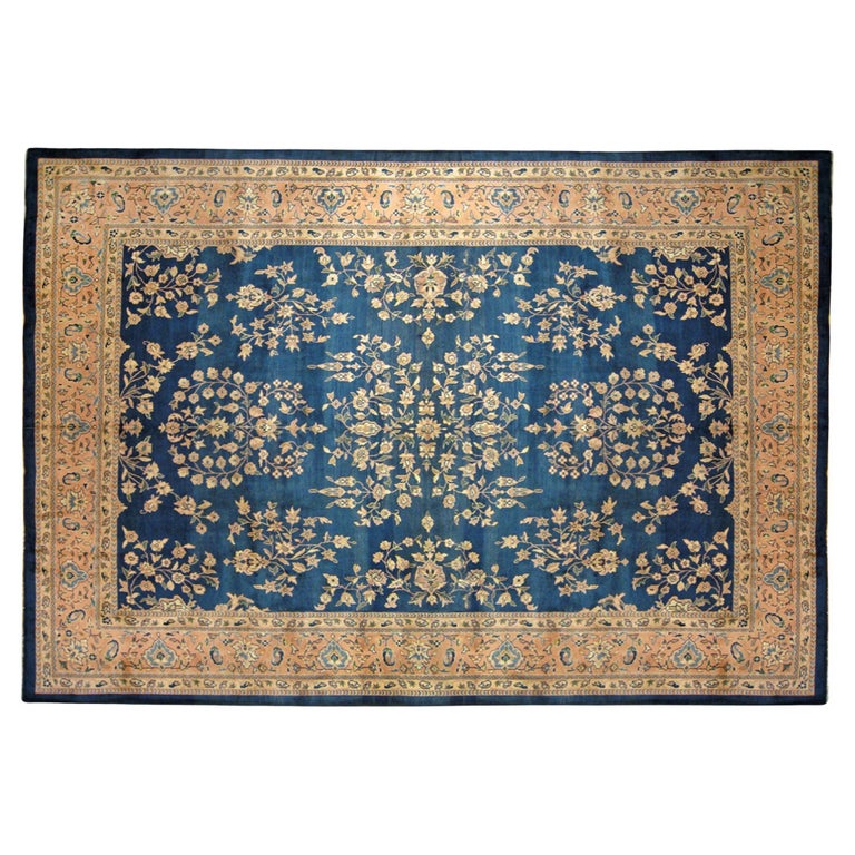 Indian Rug Horizontal Antique Indian Oriental Rug, in Room Size, with Repeating Flower ...