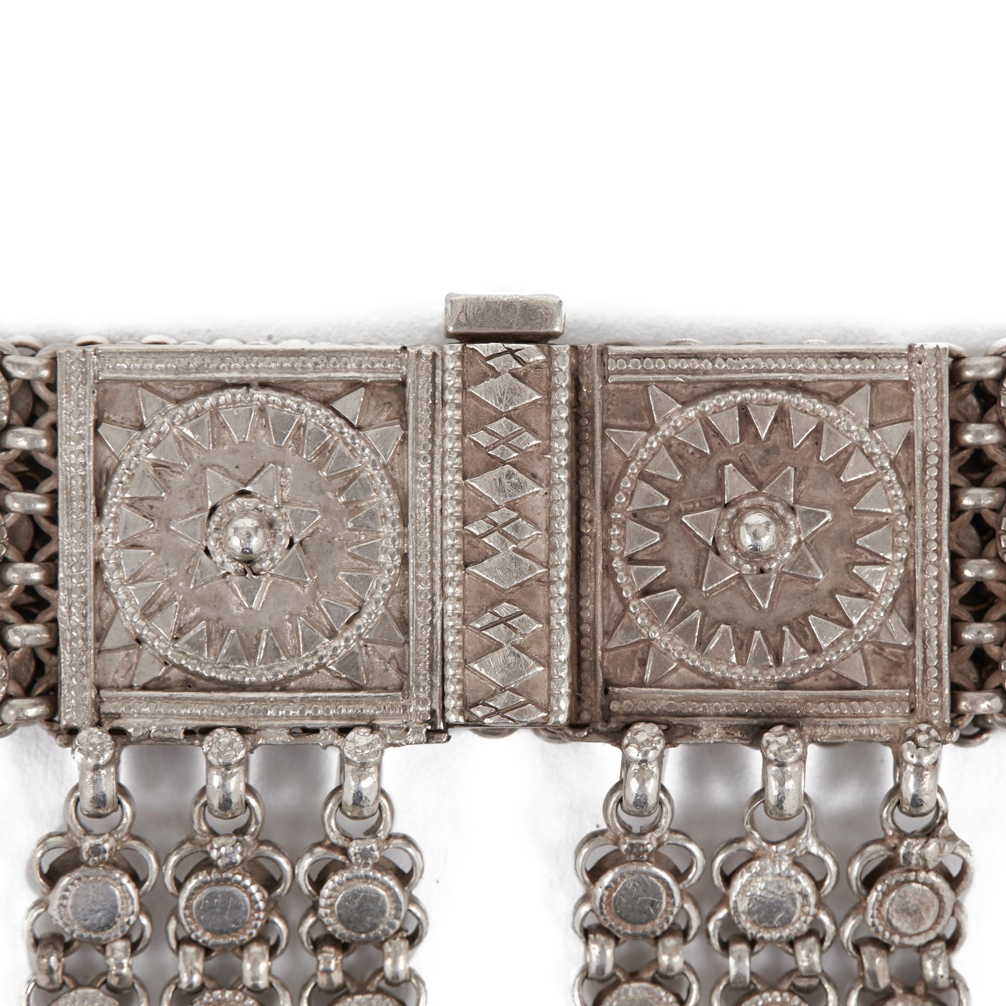 Metalwork Antique Indian Ornate Silver Metal Belt, 19th-20th Century