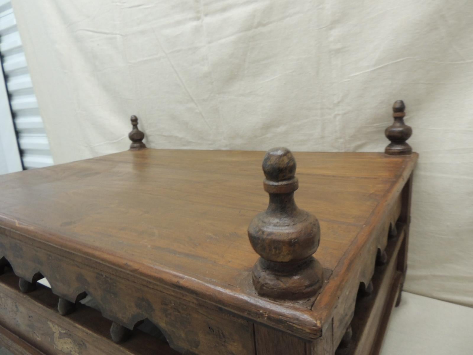 Antique Indian Painted Coffee Table Originally a Baby Crib 1