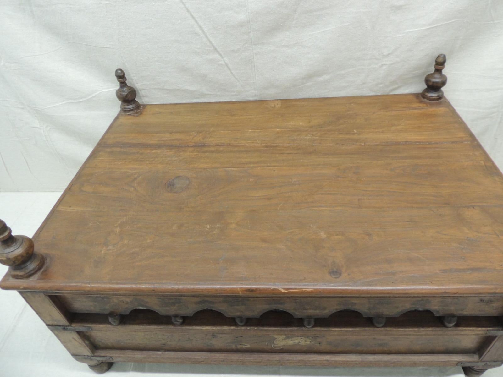 Antique Indian Painted Coffee Table Originally a Baby Crib 2