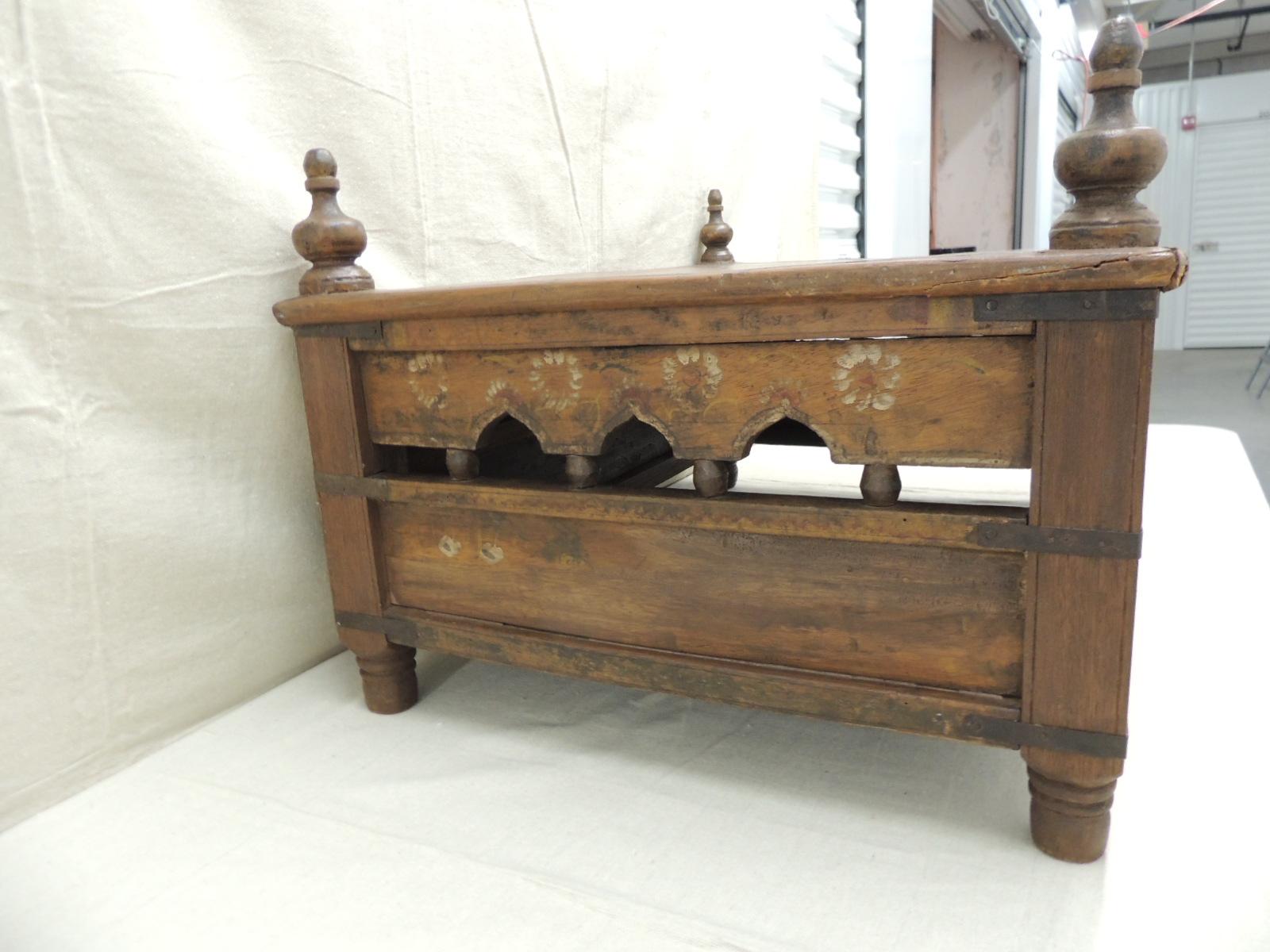 19th Century Antique Indian Painted Coffee Table Originally a Baby Crib