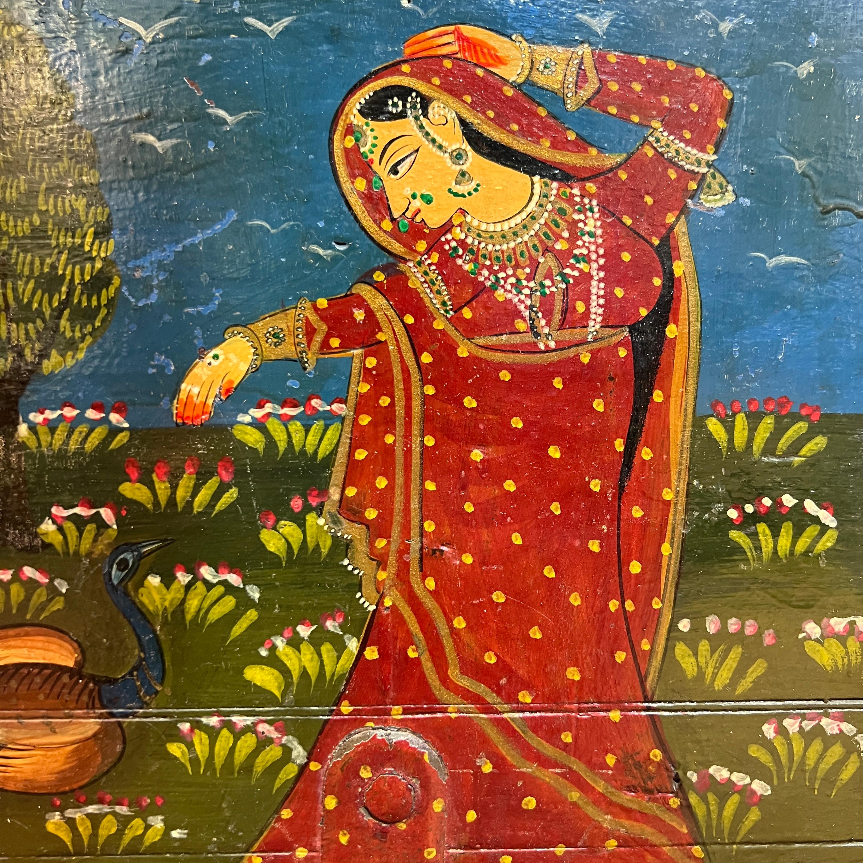 Ancienne commode padouk peinte indienne en vente 5