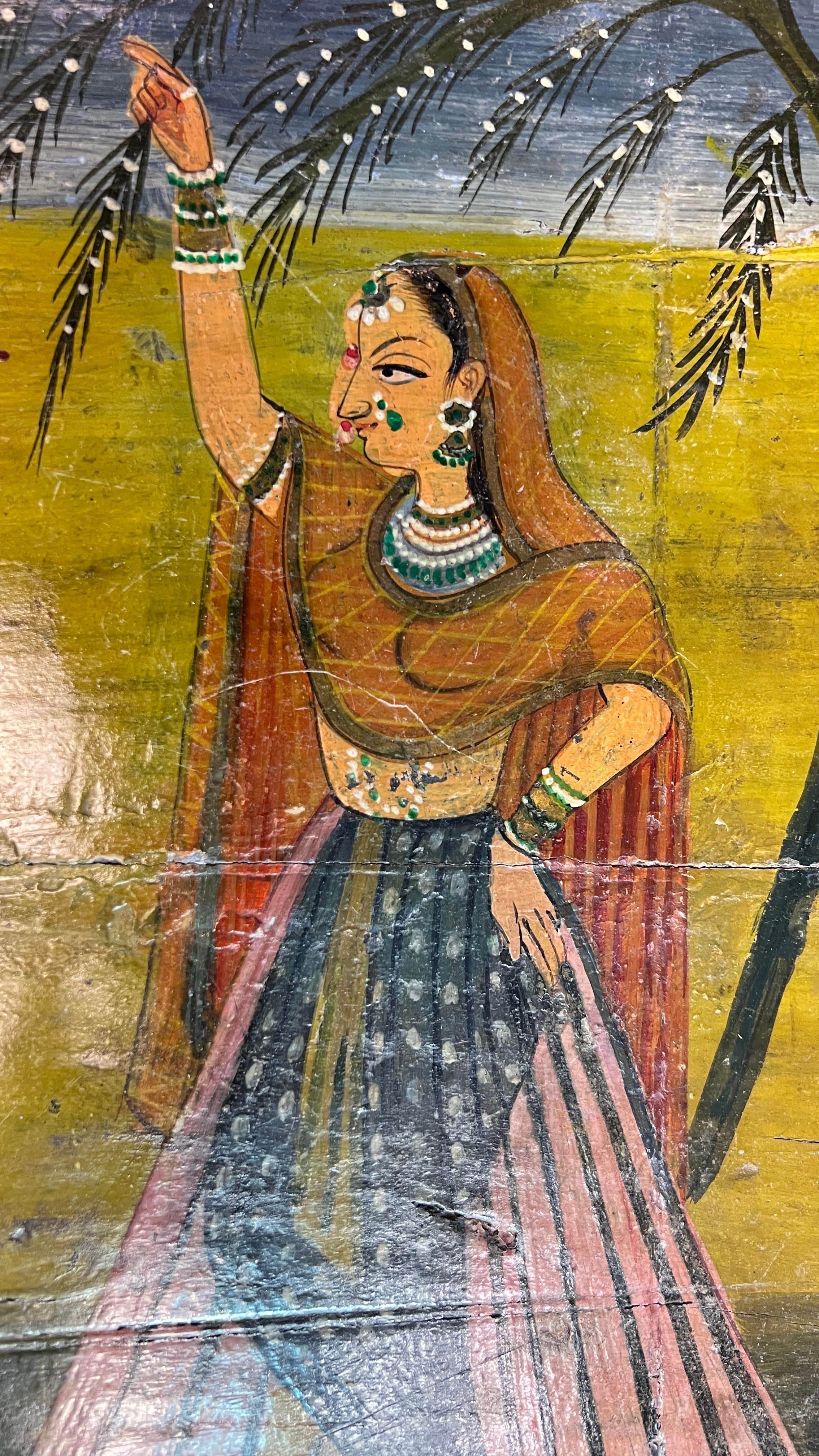 Ancienne commode padouk peinte indienne en vente 8
