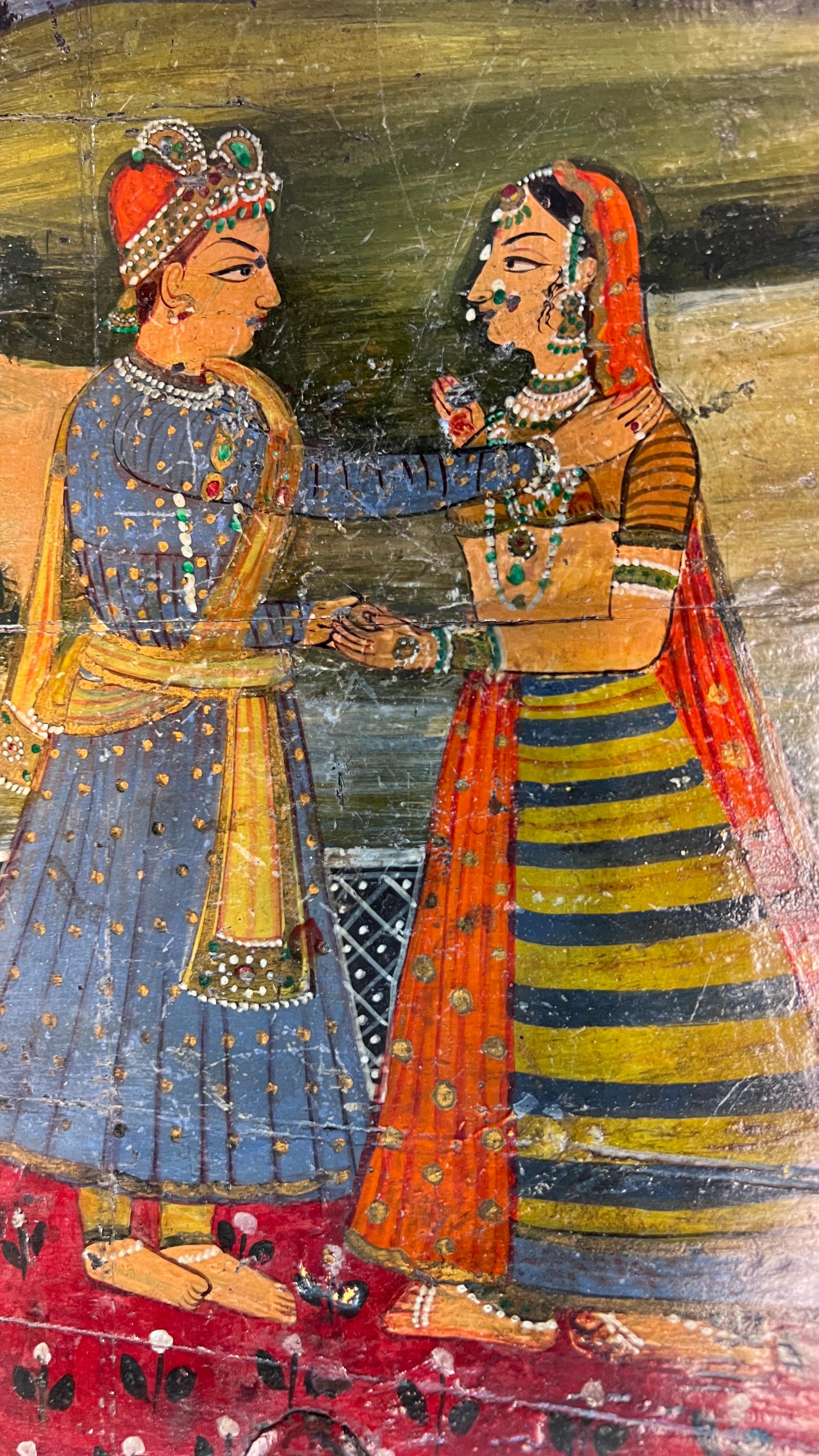 Ancienne commode padouk peinte indienne en vente 9