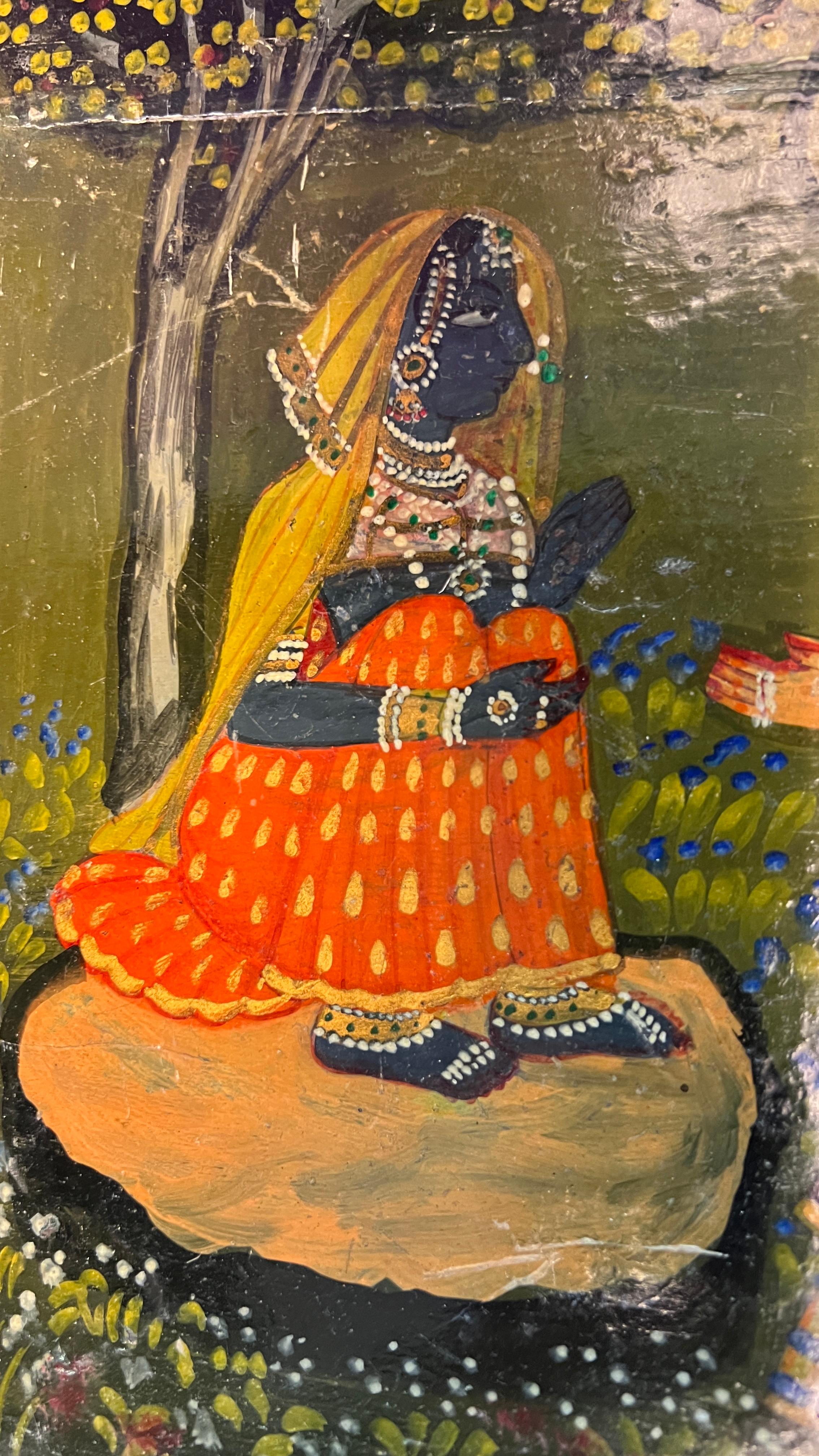 Ancienne commode padouk peinte indienne en vente 11