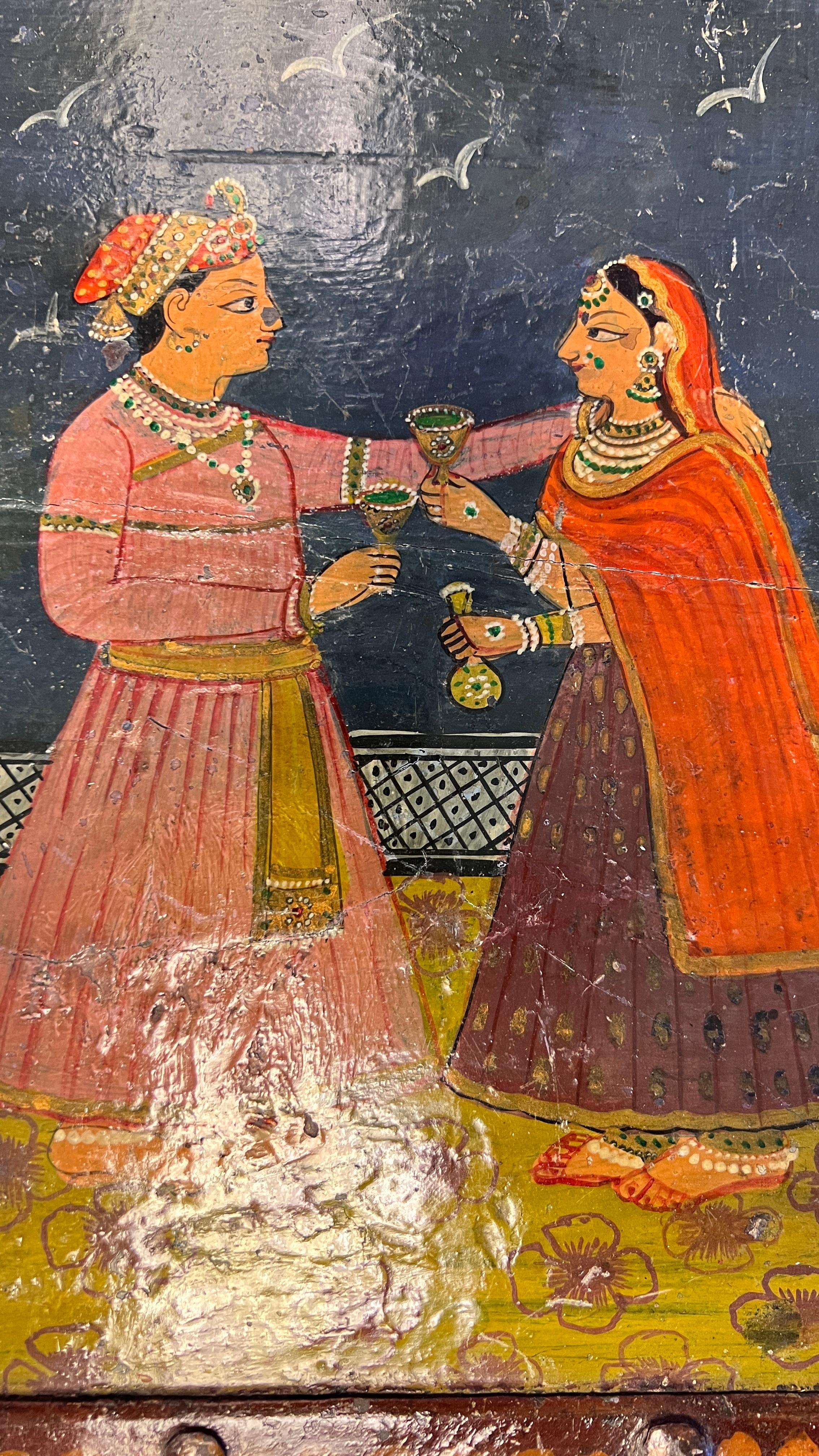 Ancienne commode padouk peinte indienne en vente 12