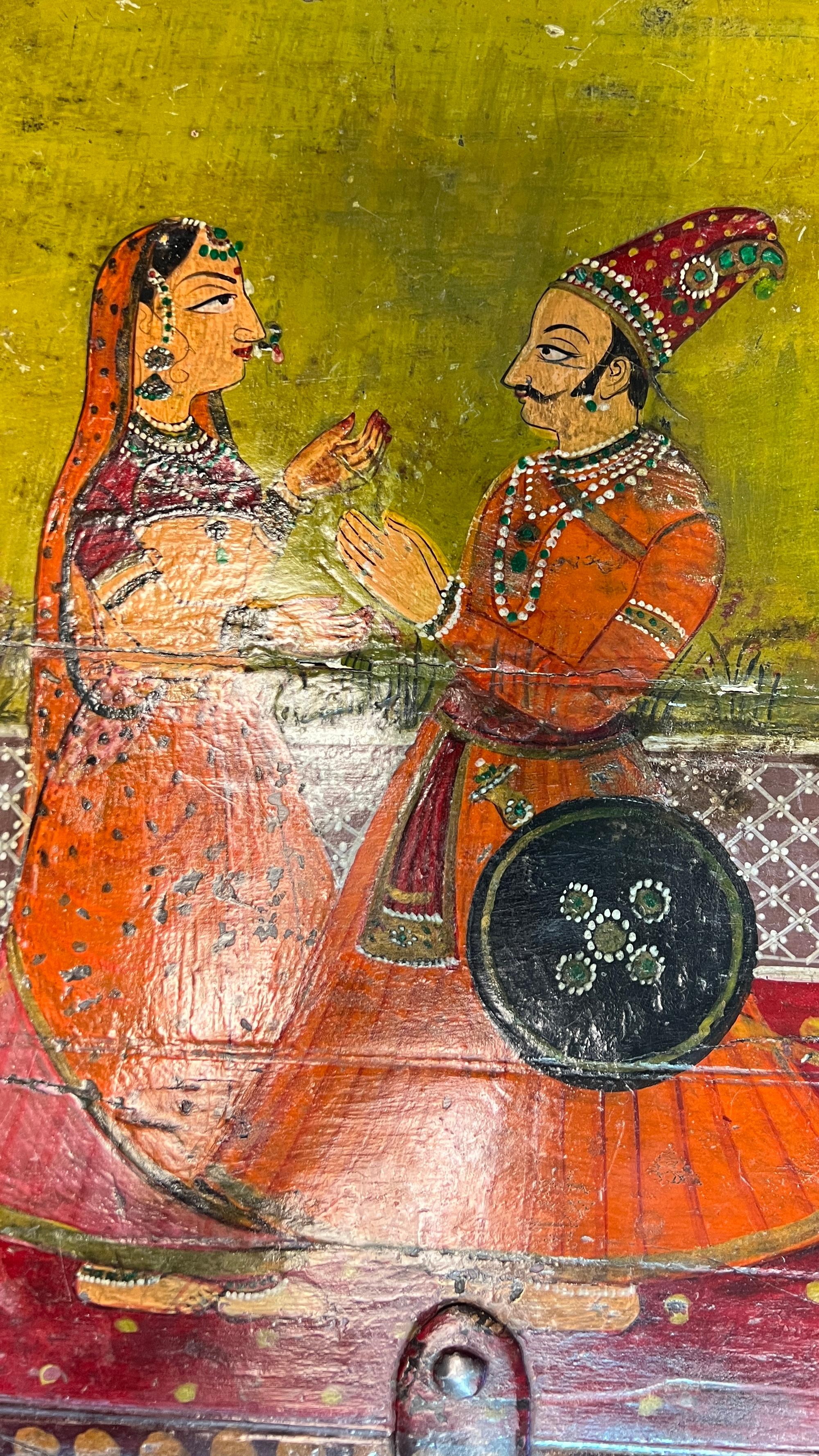 Ancienne commode padouk peinte indienne en vente 13