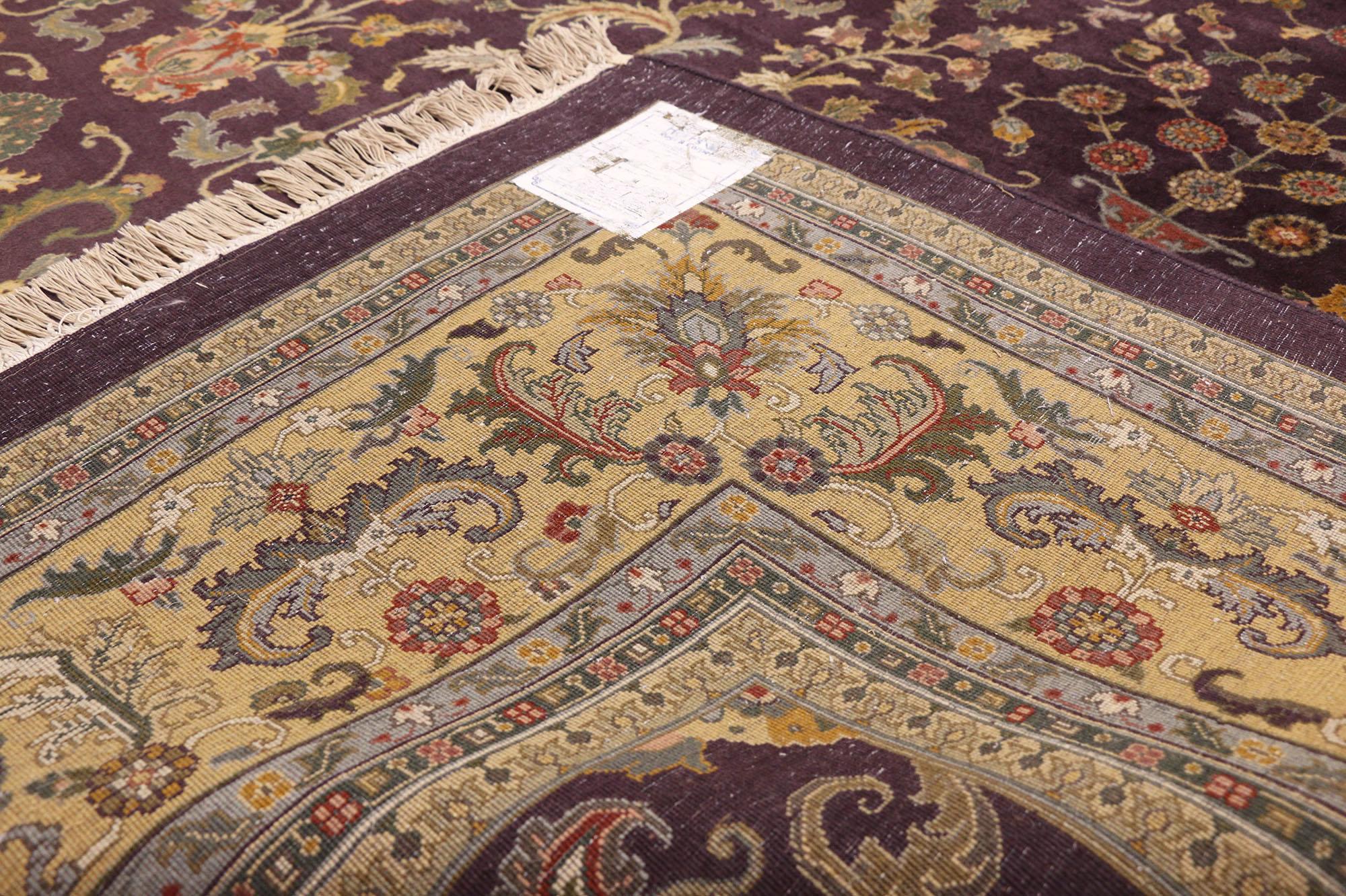 20th Century Vintage Aubergine Indian Palatial Carpet, 11'03 x 17'08 For Sale