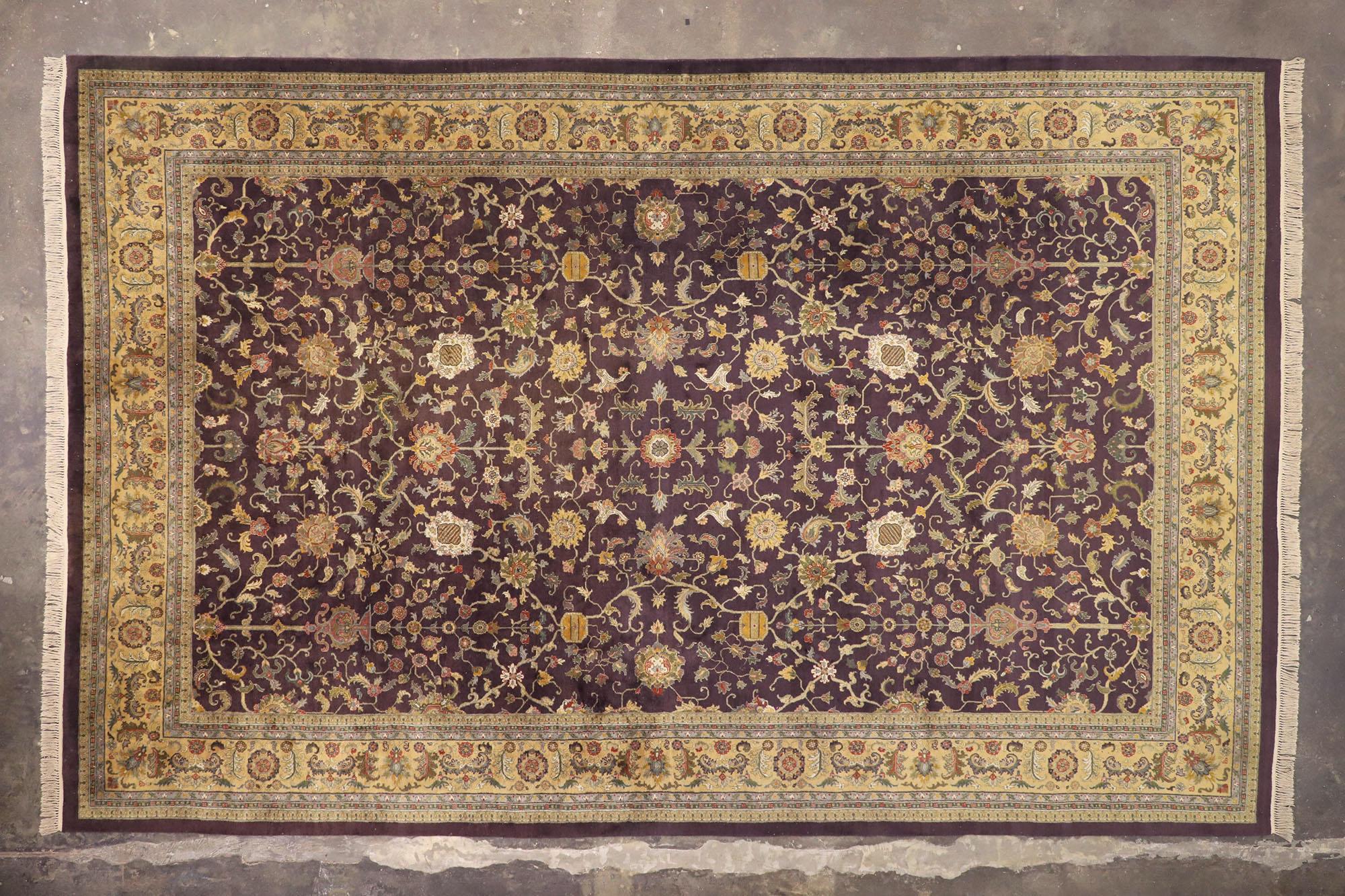 Vintage Aubergine Indian Palatial Carpet, 11'03 x 17'08 For Sale 2