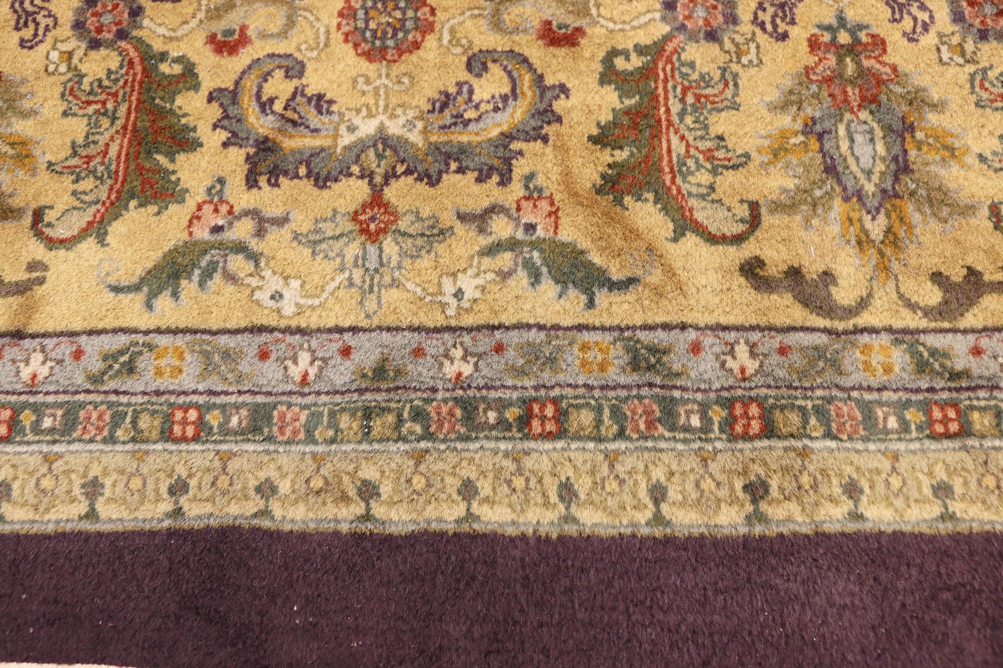 Vintage Aubergine Indian Palatial Carpet, 11'03 x 17'08 In Good Condition For Sale In Dallas, TX