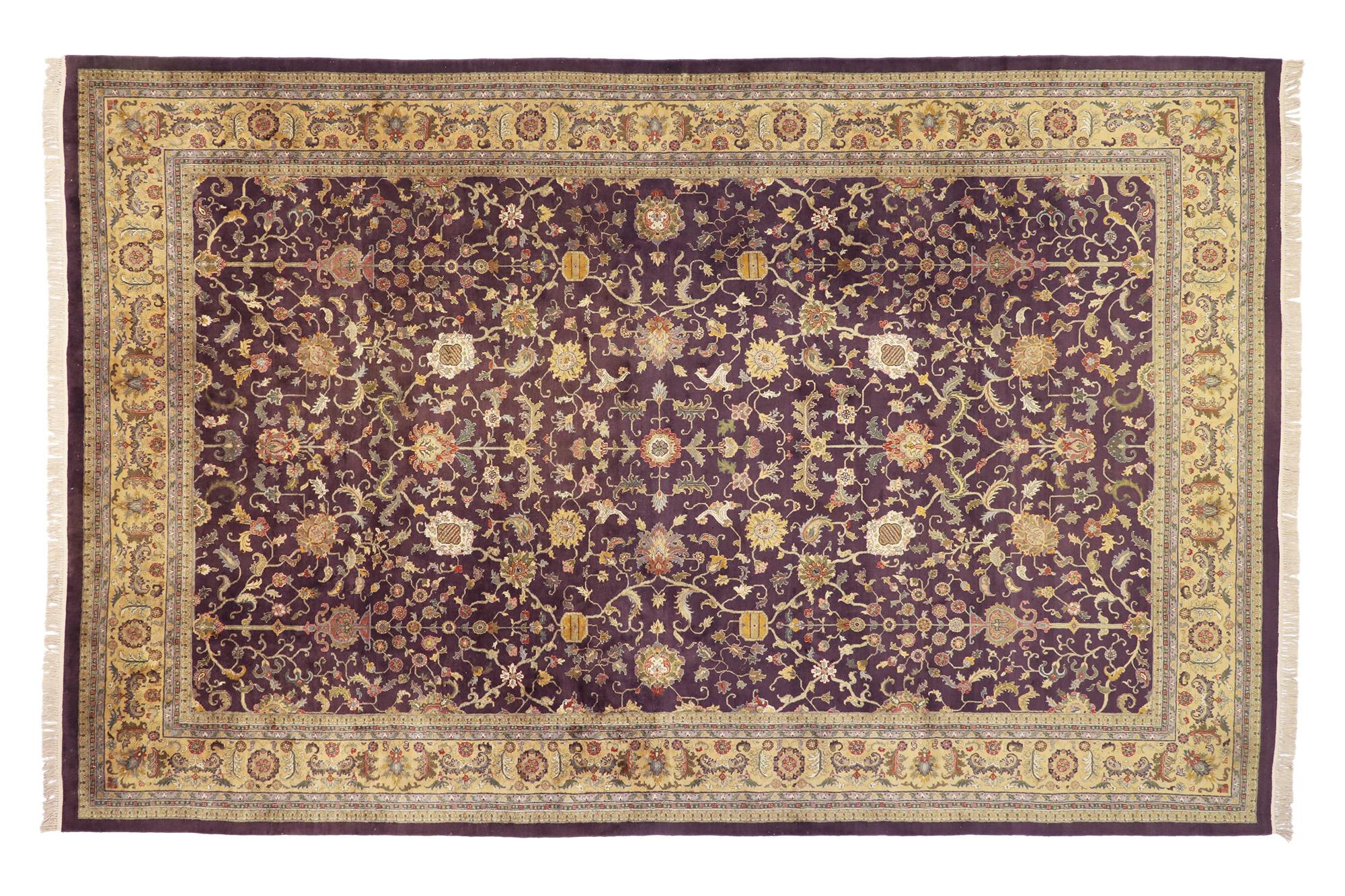Vintage Aubergine Indian Palatial Carpet, 11'03 x 17'08 For Sale 3