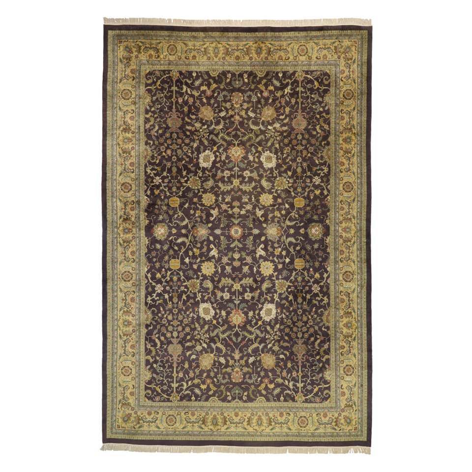 Distressed Antique Indian Agra Palace Size Rug with Art Nouveau Style ...