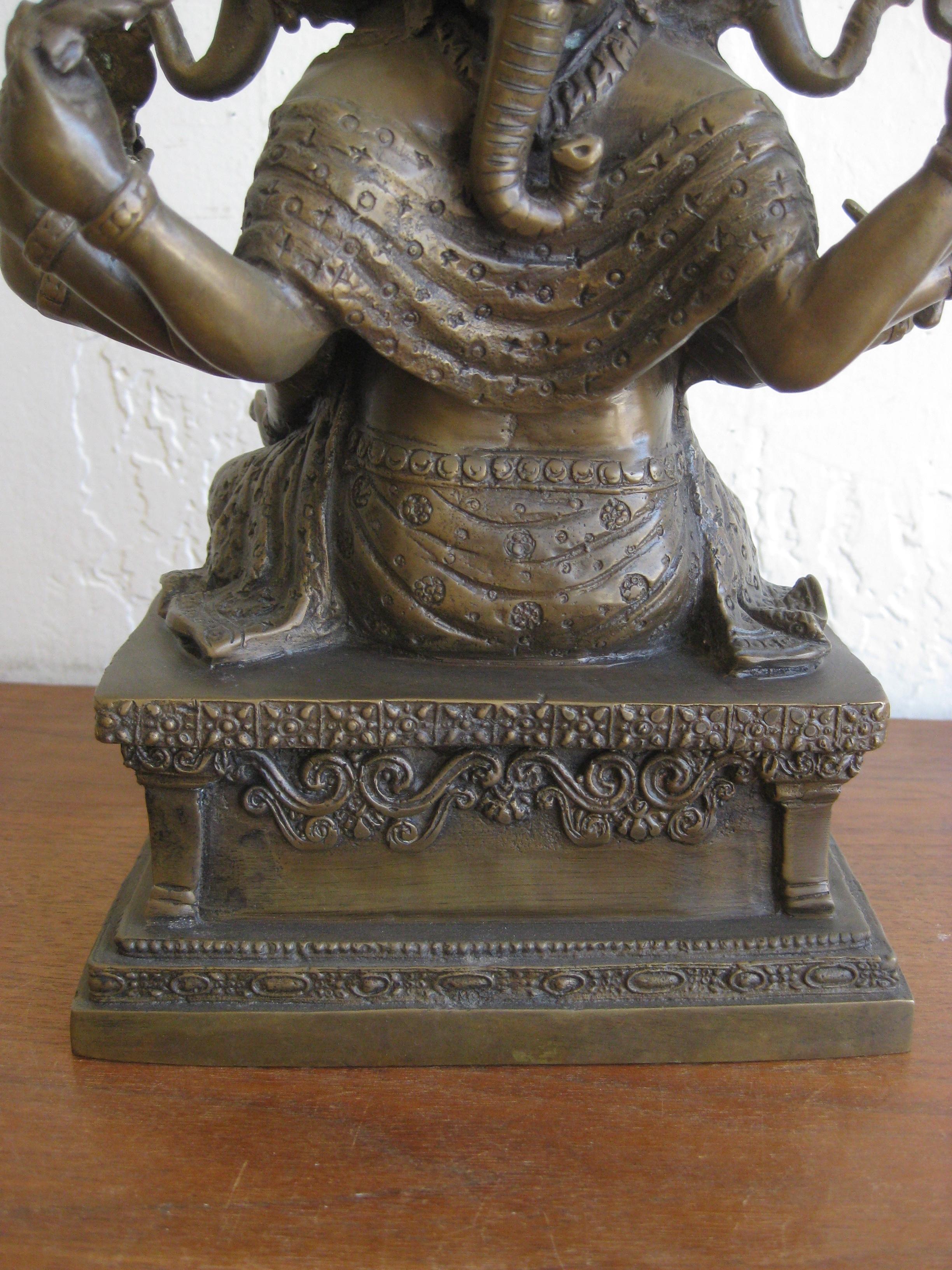 Antique Indian Panchmukhi Lord Ganesha Ganesh India Bronze Statue Sculpture 4