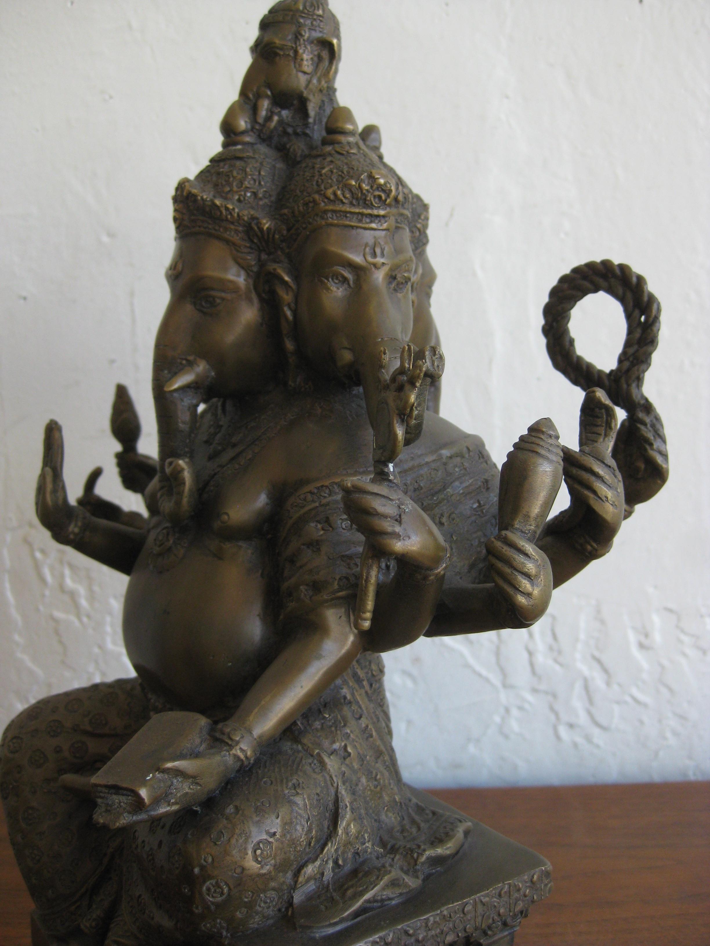 20th Century Antique Indian Panchmukhi Lord Ganesha Ganesh India Bronze Statue Sculpture