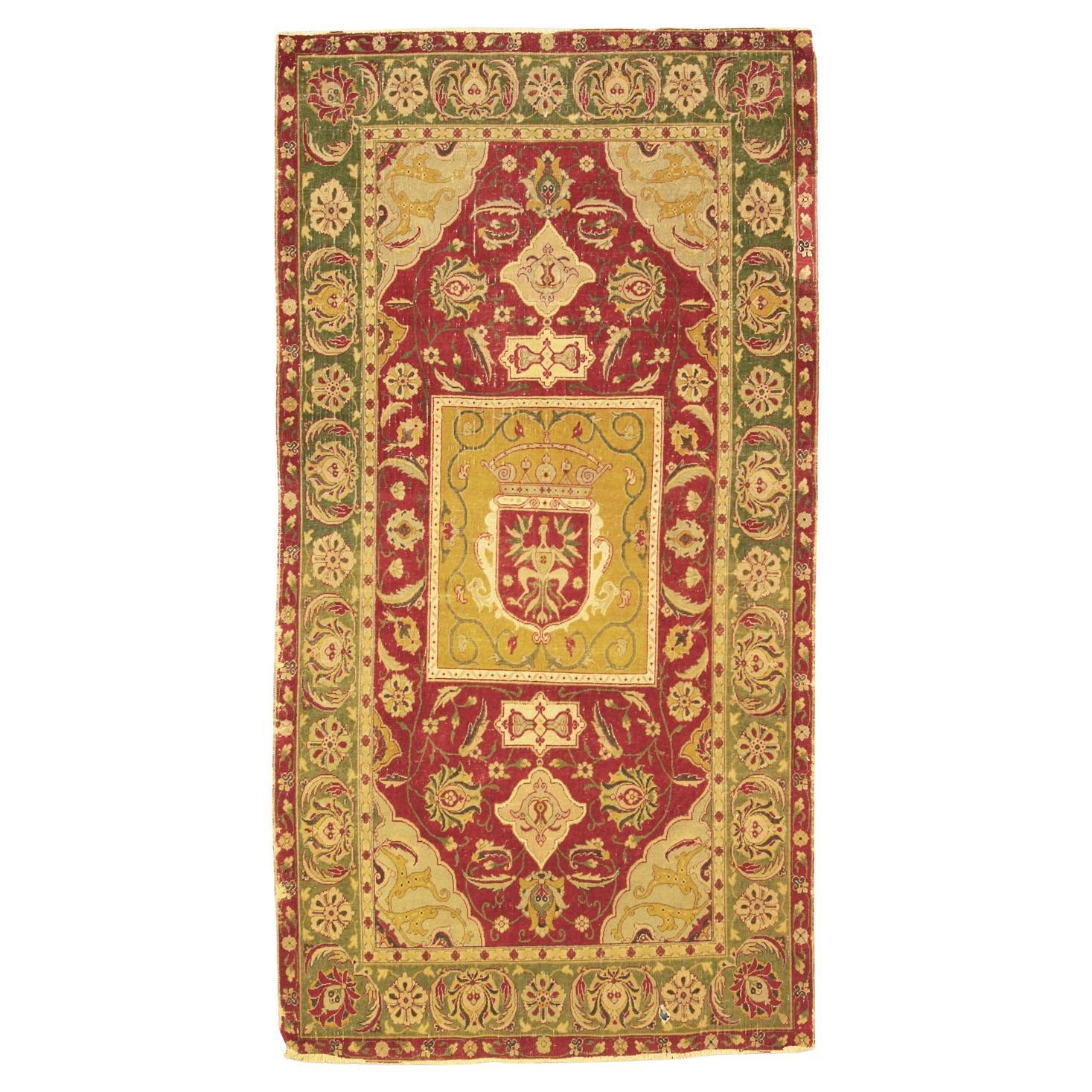 Antiker indischer Polonaise-Teppich aus Wolle und Metall, ca. 1900 im Angebot