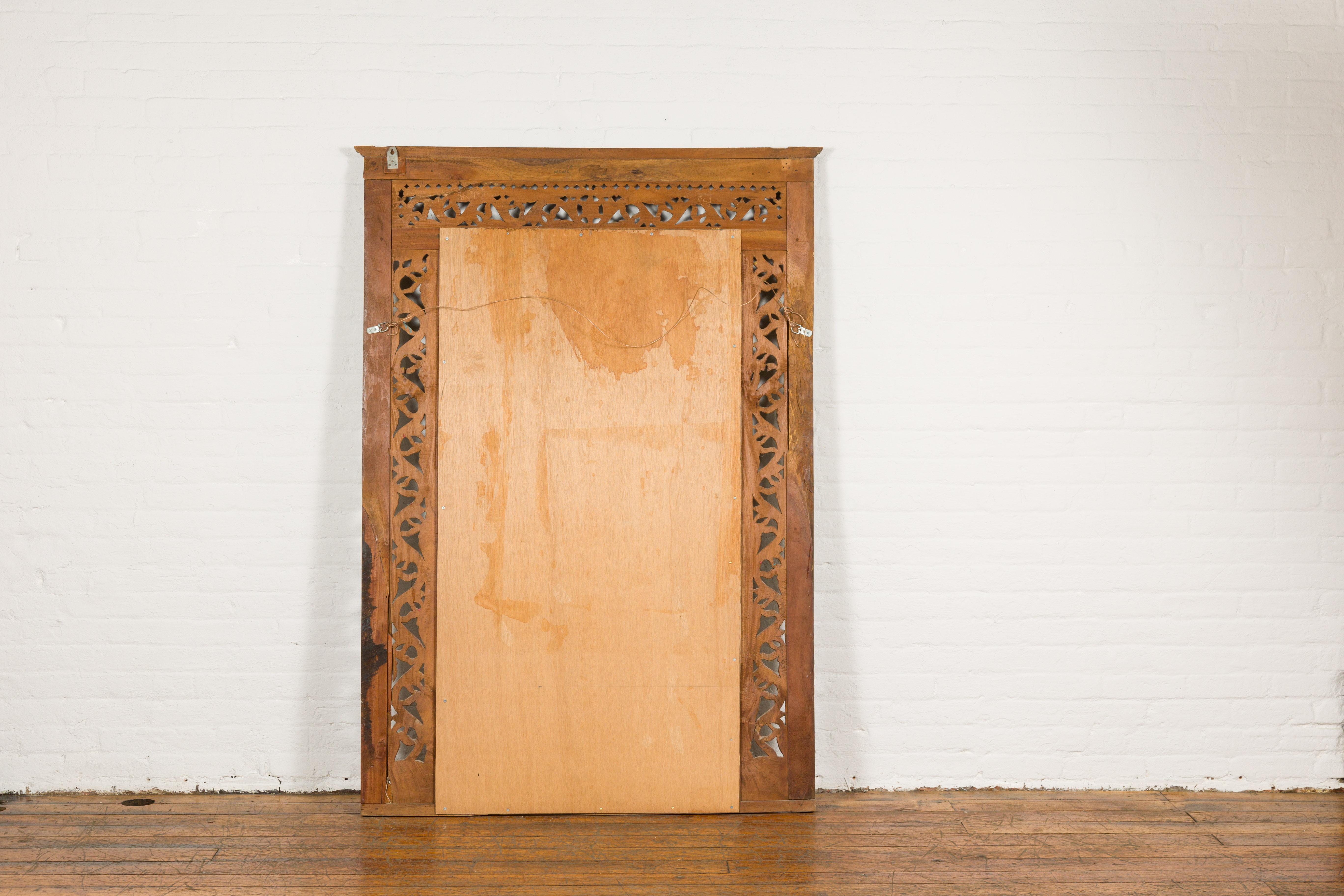 Multicolor Carved Window Frame Converted into Antique Mirror For Sale 10