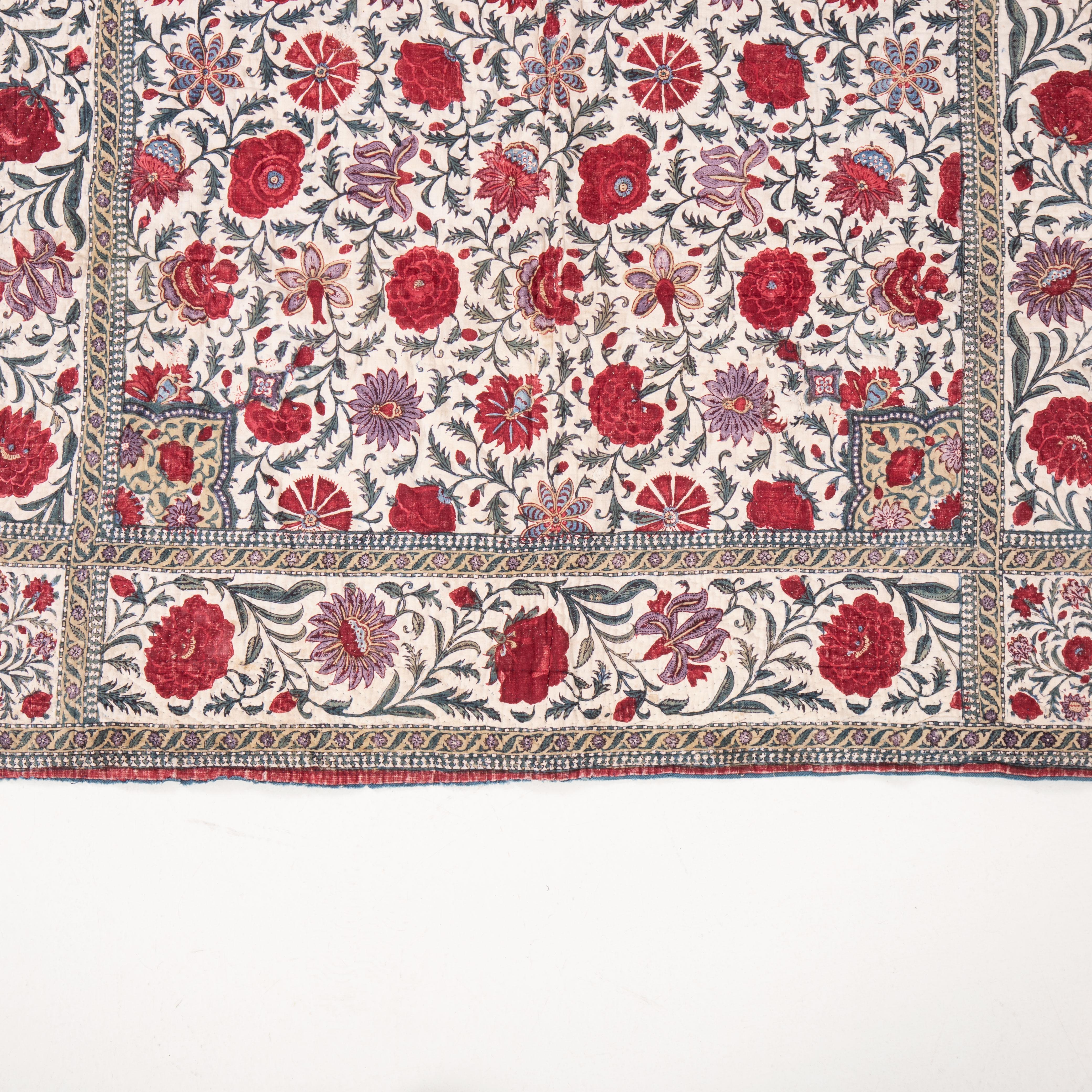 Kalamkari Panneau indien ancien en kalamkari matelassé,  19ème C. en vente