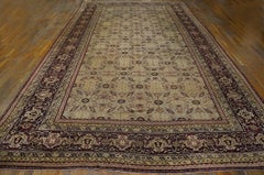 1890s Beige Floral Antique Indian Agra Carpet 10'4"x18'3" Handknotted Wool Rug