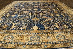 1920s Navy Blue Antique Indian Carpet with Garrus Design 15'8" x 17'8" Wool Rug