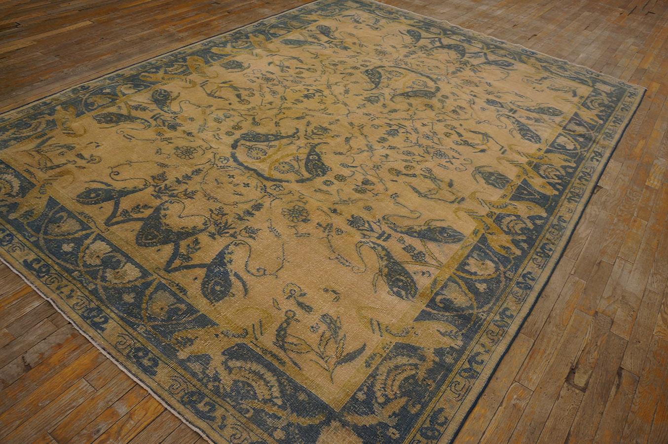 Hand-Knotted Antique Indian Rug 7' 2'' x 9' 9'' For Sale