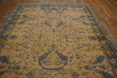 Extraordinary Tan Beige and Blue Color With Symetric Florid Antique Indian Rug