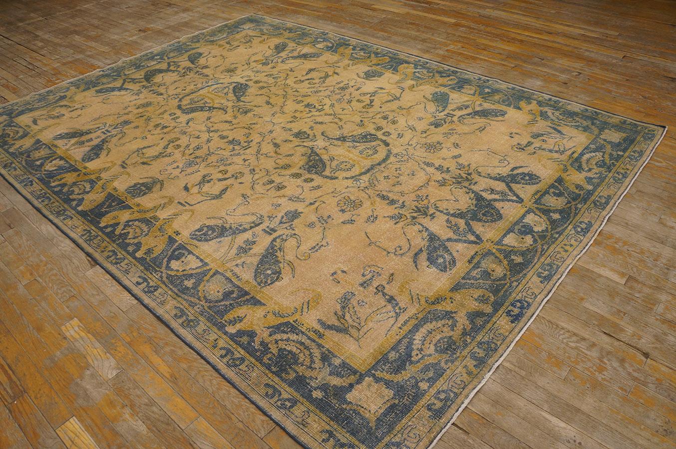 Wool Antique Indian Rug 7' 2'' x 9' 9'' For Sale