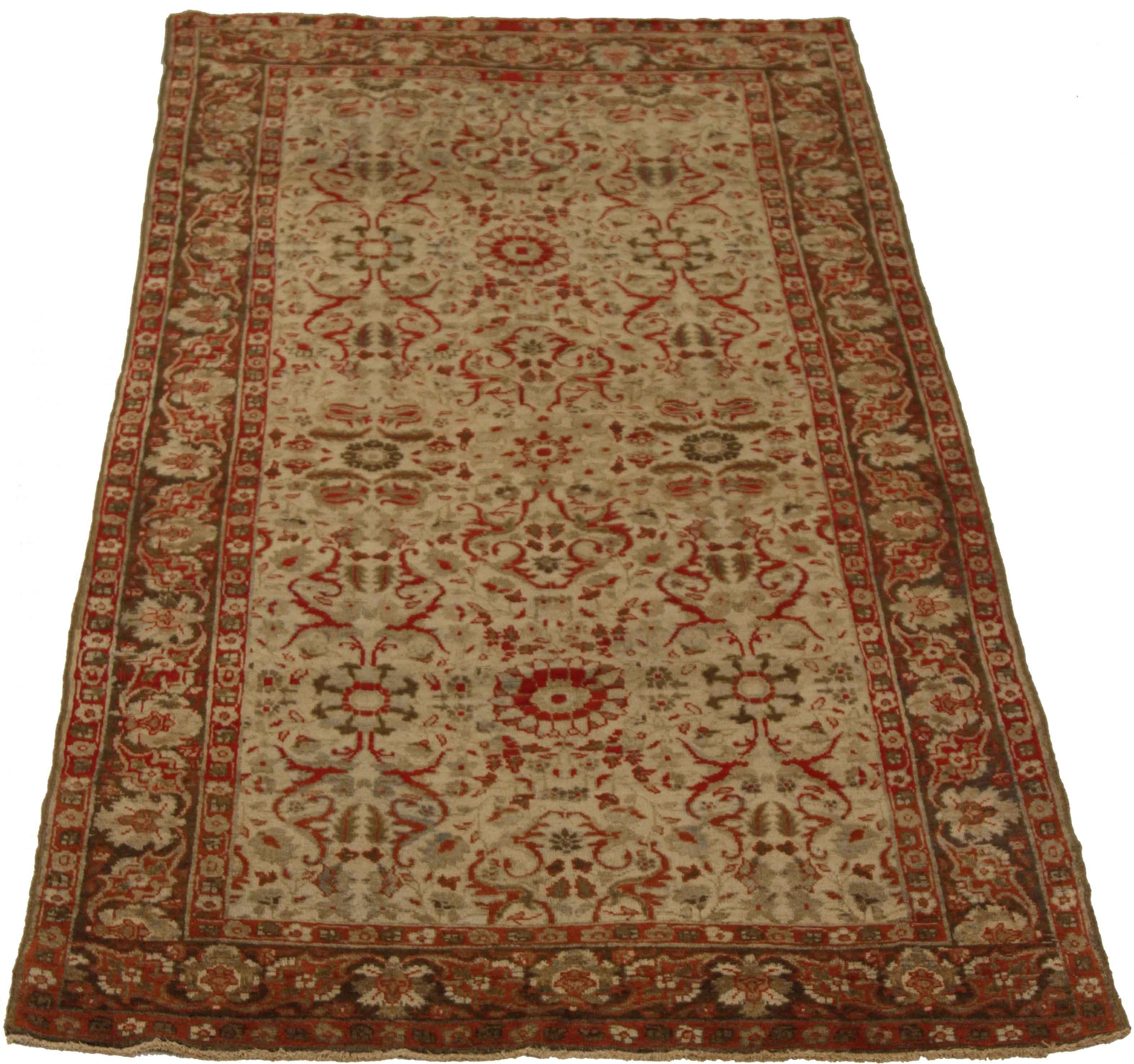 Perse Tapis indien ancien design Agra avec de remarquables motifs floraux, vers les années 1940 en vente
