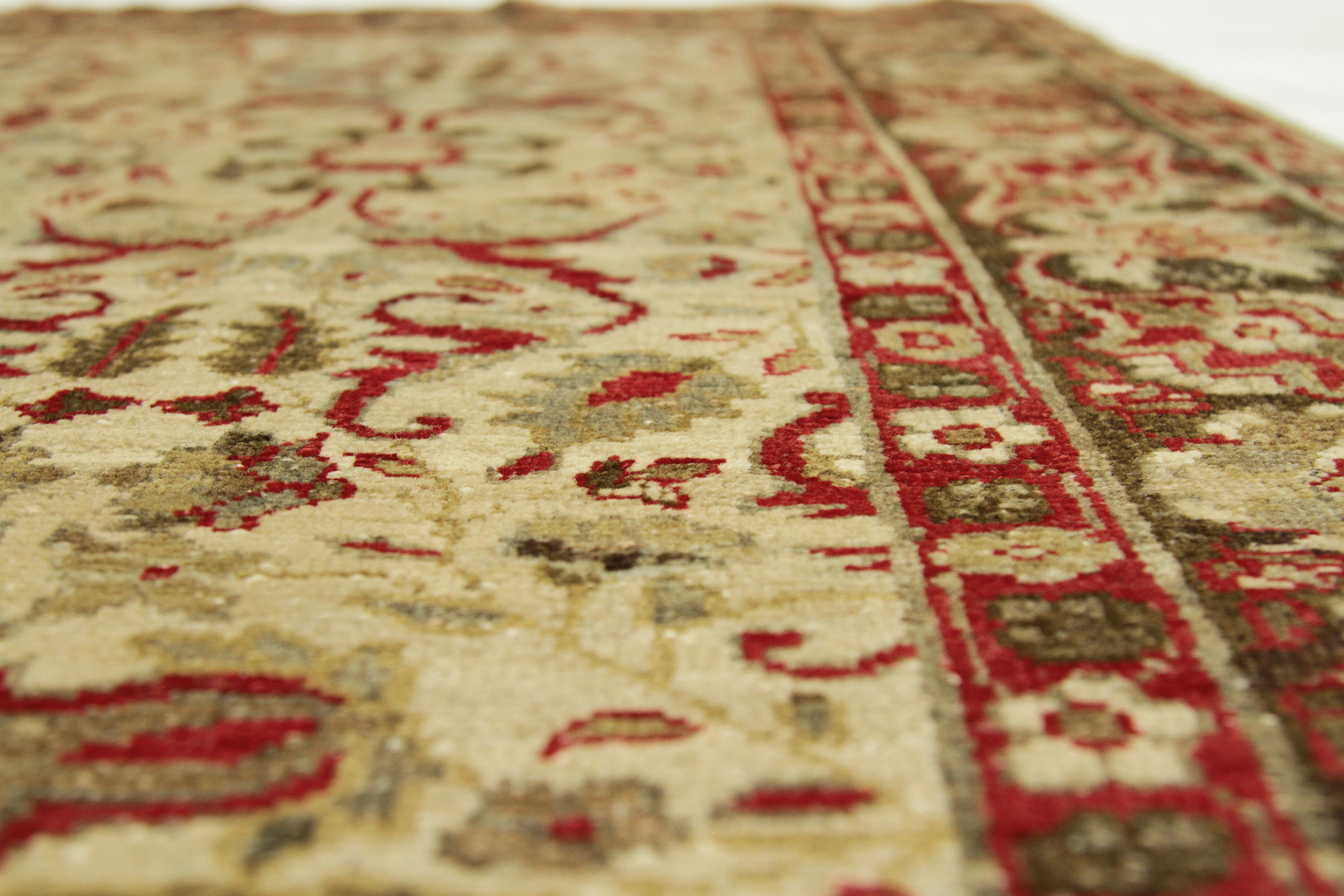 Hand-Knotted Antique Indian Rug Agra Design with Striking Floral Patterns, circa 1940s For Sale