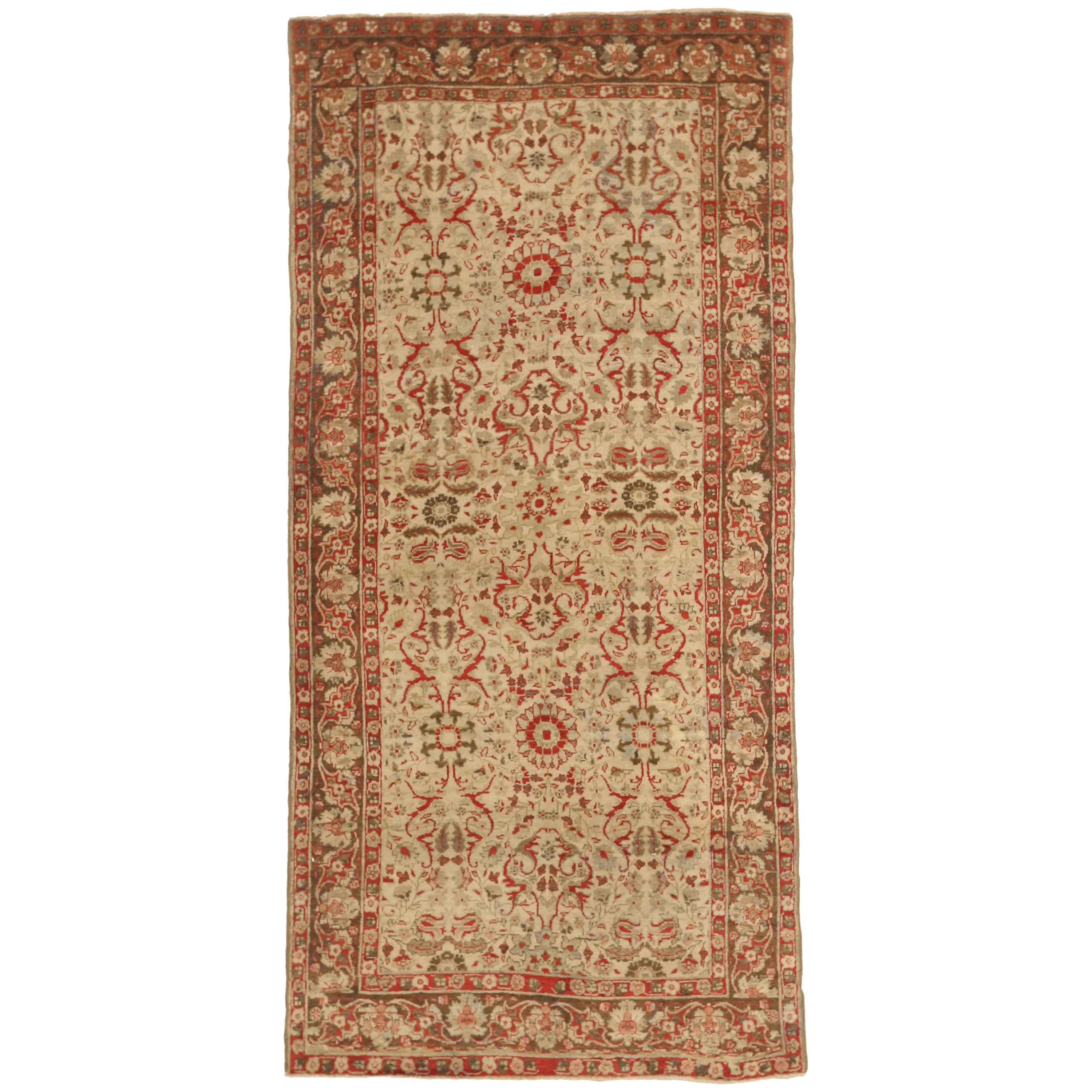 Antique Indian Rug Agra Design with Striking Floral Patterns, circa 1940s