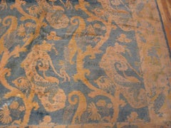 Phenomenal Blue Color with Oval Beige Color Florid Desing Antique Indian Rug