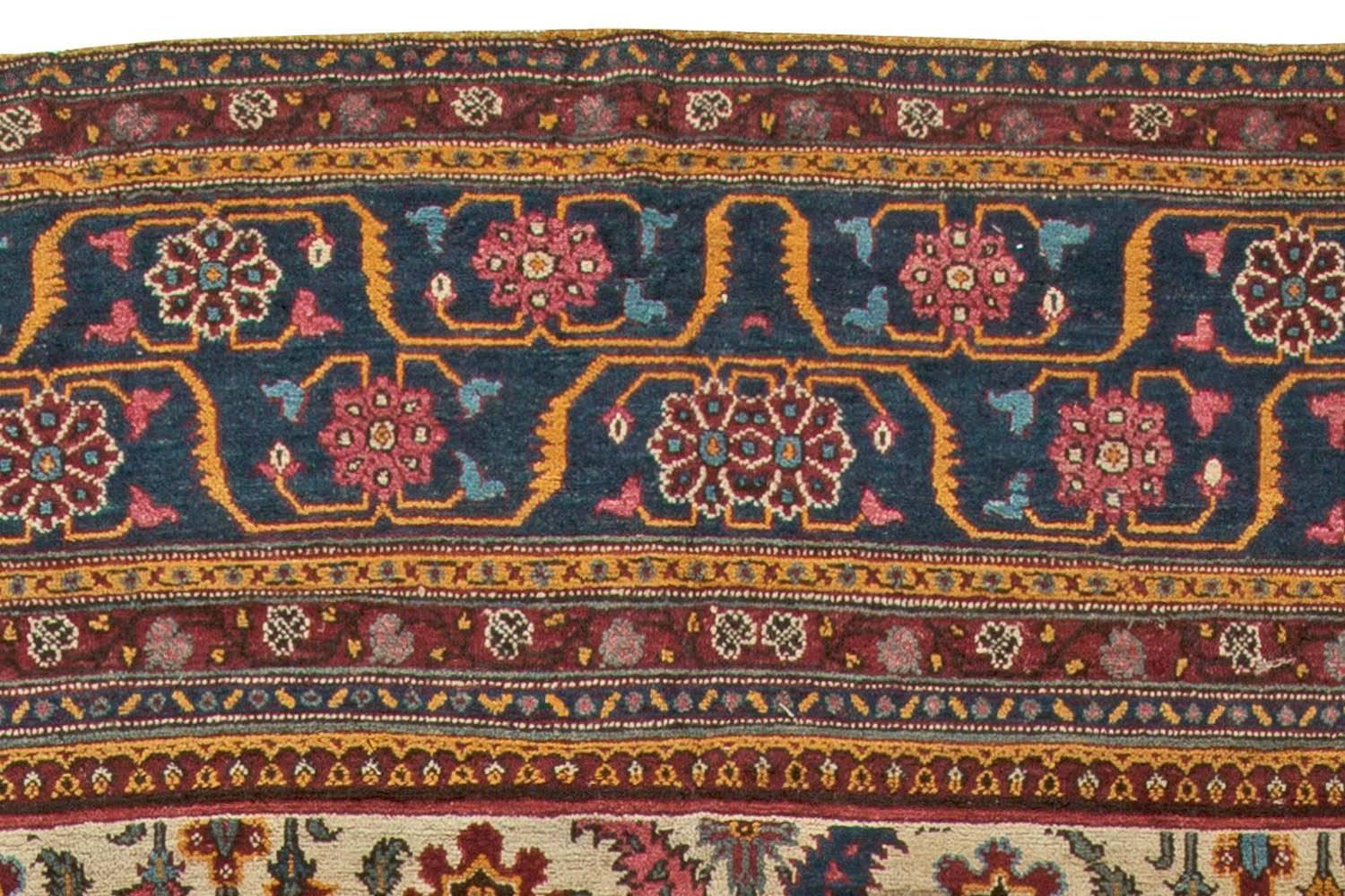 20th Century Antique Indian Botanic Handmade Wool Rug For Sale