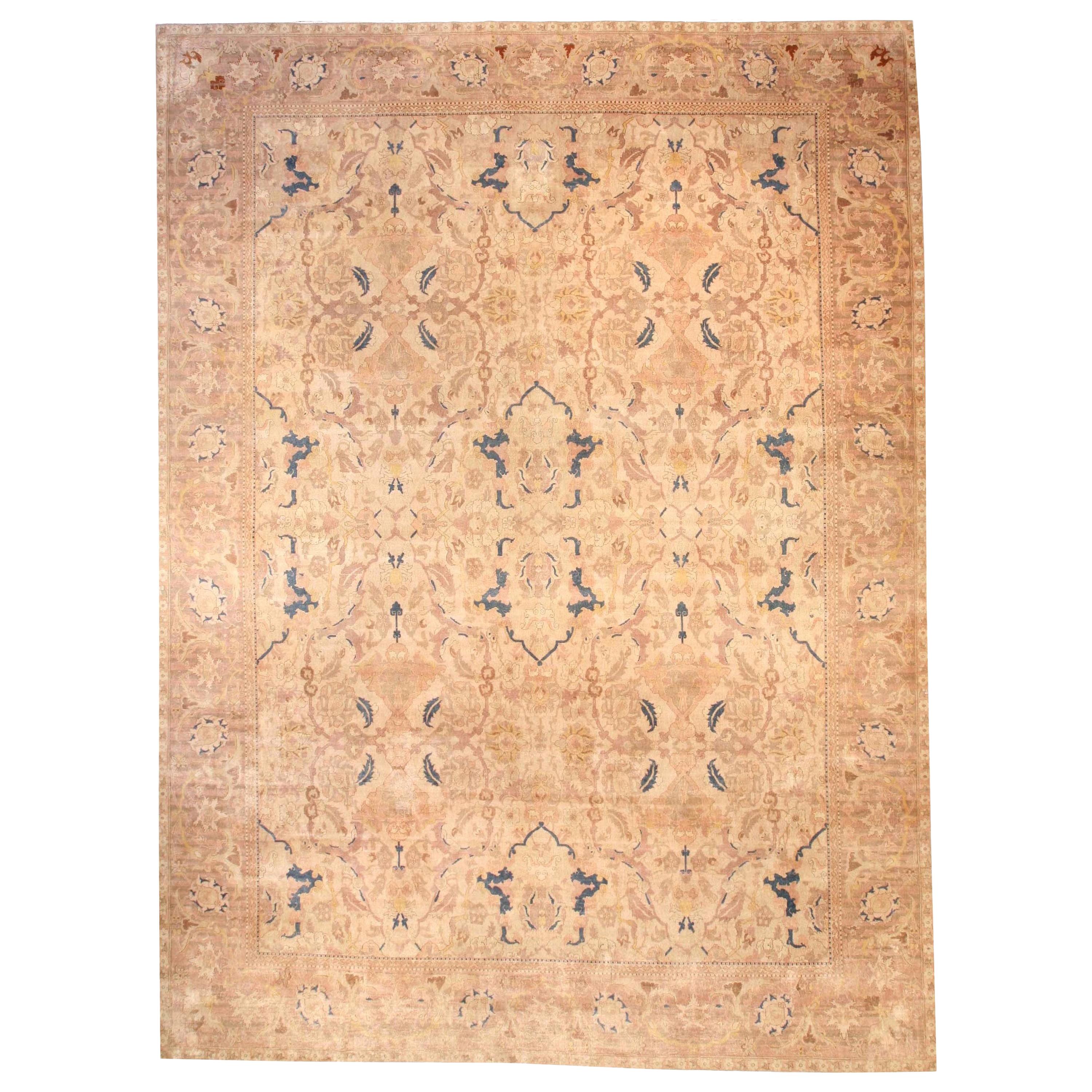 Antique Indian Bold Handmade Wool Rug For Sale