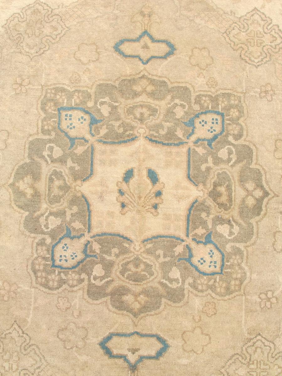 Antique Indian Rug, Late 19th Century

This handsome carpet was woven in northern India and inspired by models from further west in Persia. Detailing is exquisite. The classic medallion format is fully articulated with ornate spandrels and
